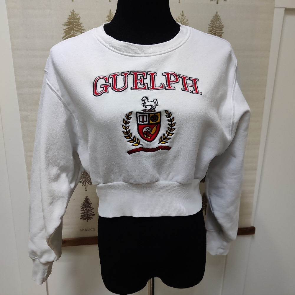 Vintage Cropped University of Guelph Sweatshirt - LG